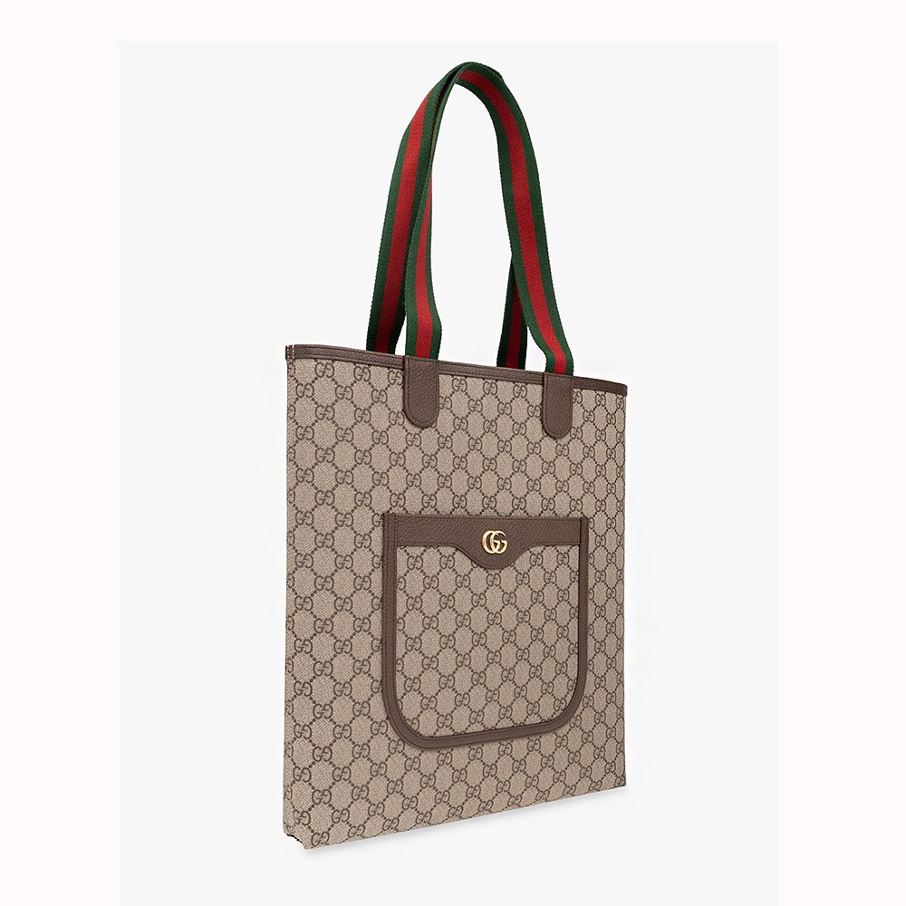 【GUCCI 古馳】744544 經典Ophidia系列GG Supreme帆布直立式肩背托特包