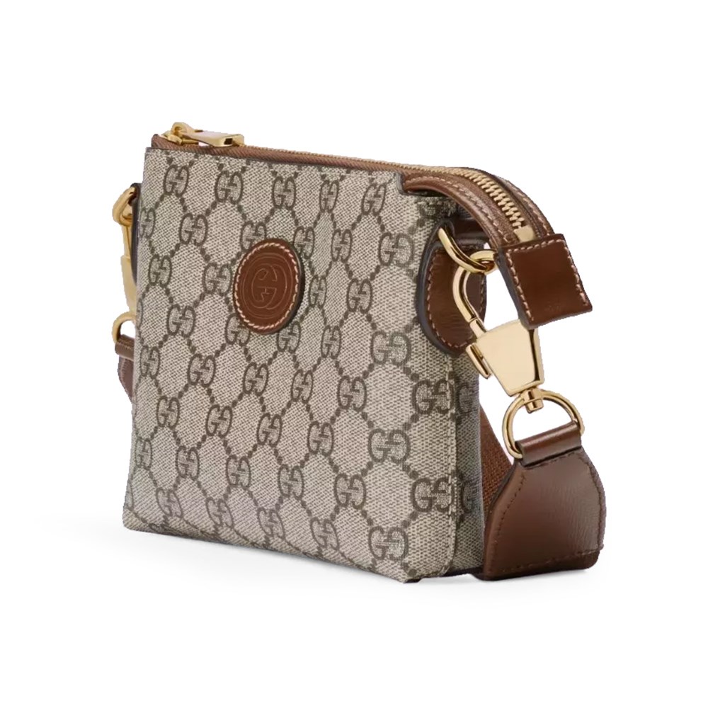 【GUCCI 古馳】 723306 經典INTERLOCKING G系列帆布迷你手拿包/斜背包