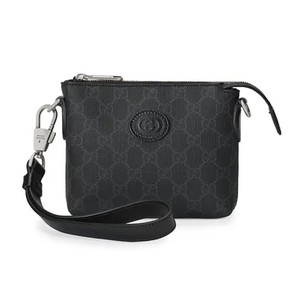 【GUCCI 古馳】 723306 經典INTERLOCKING G系列帆布迷你手拿包/斜背包