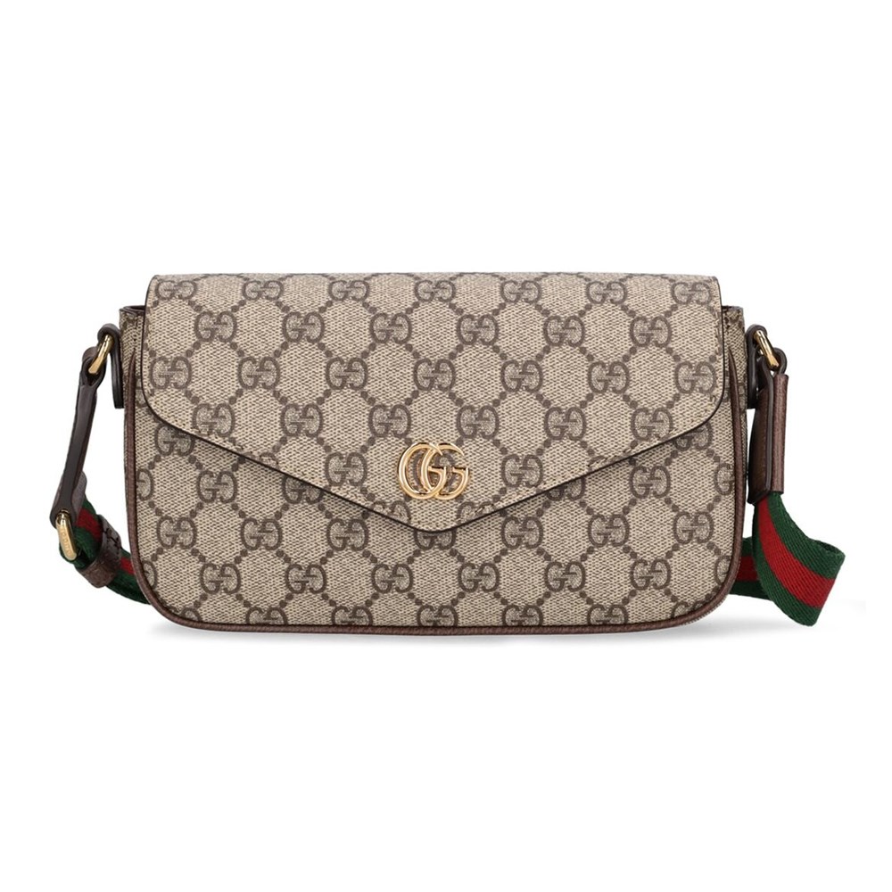 【GUCCI 】764961 經典ophidia系列GG supreme帆布迷你翻蓋肩背/斜背包(棕色)