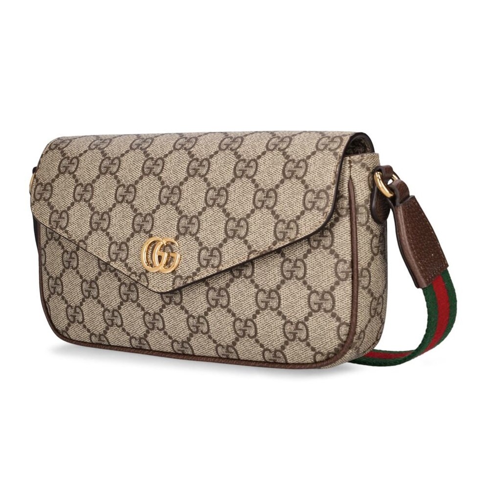 【GUCCI 】764961 經典ophidia系列GG supreme帆布迷你翻蓋肩背/斜背包(棕色)