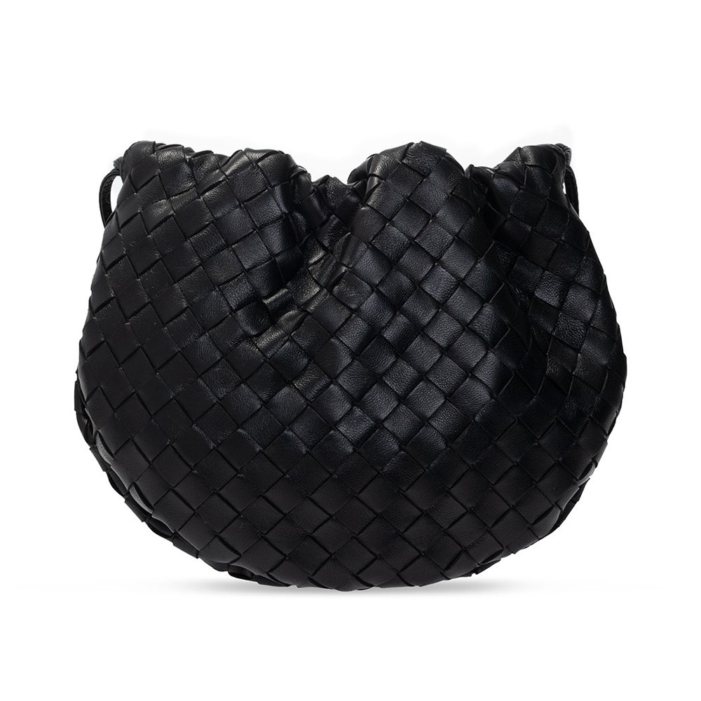 【BOTTEGA VENETA 寶緹嘉 】651905經典編織小羊皮The Mini Bulb系列迷你束繩斜背手提包(黑色)