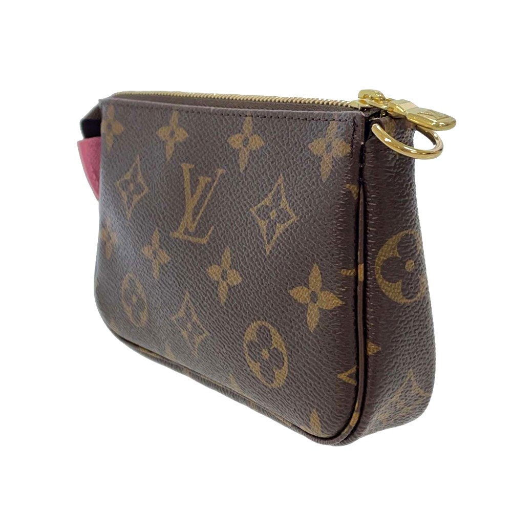 【Louis Vuitton 路易威登】M82623 限量2023聖誕系列MINI POCHETTE ACCESSOIRES內裡拼色鏈帶手拿包(粉色)