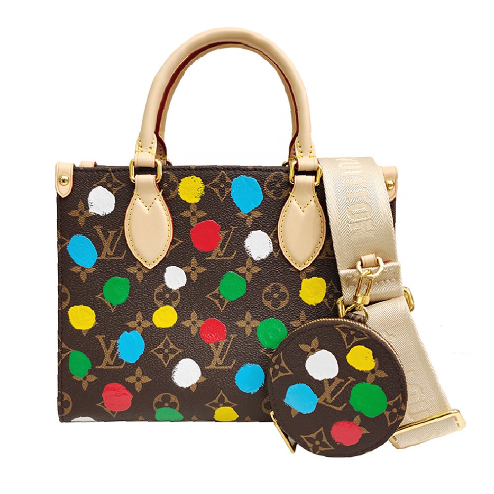 【Louis Vuitton 路易威登】M46380 獨家2023草間彌生聯名款LV X YK ONTHEGO手提/斜背包(彩色PM)