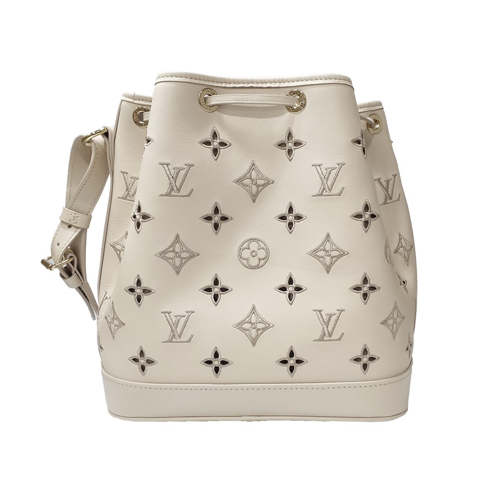 【Louis Vuitton 路易威登】M22861 新款Petit Noe系列Monogram刺繡工藝手提斜背水桶包(米色)