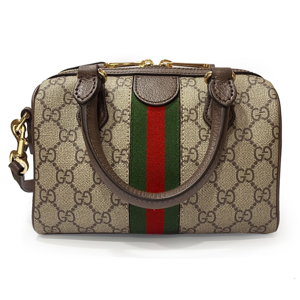 【GUCCI 古馳】772053 經典OPHIDIA迷你波士頓手提斜背兩用包-棕色