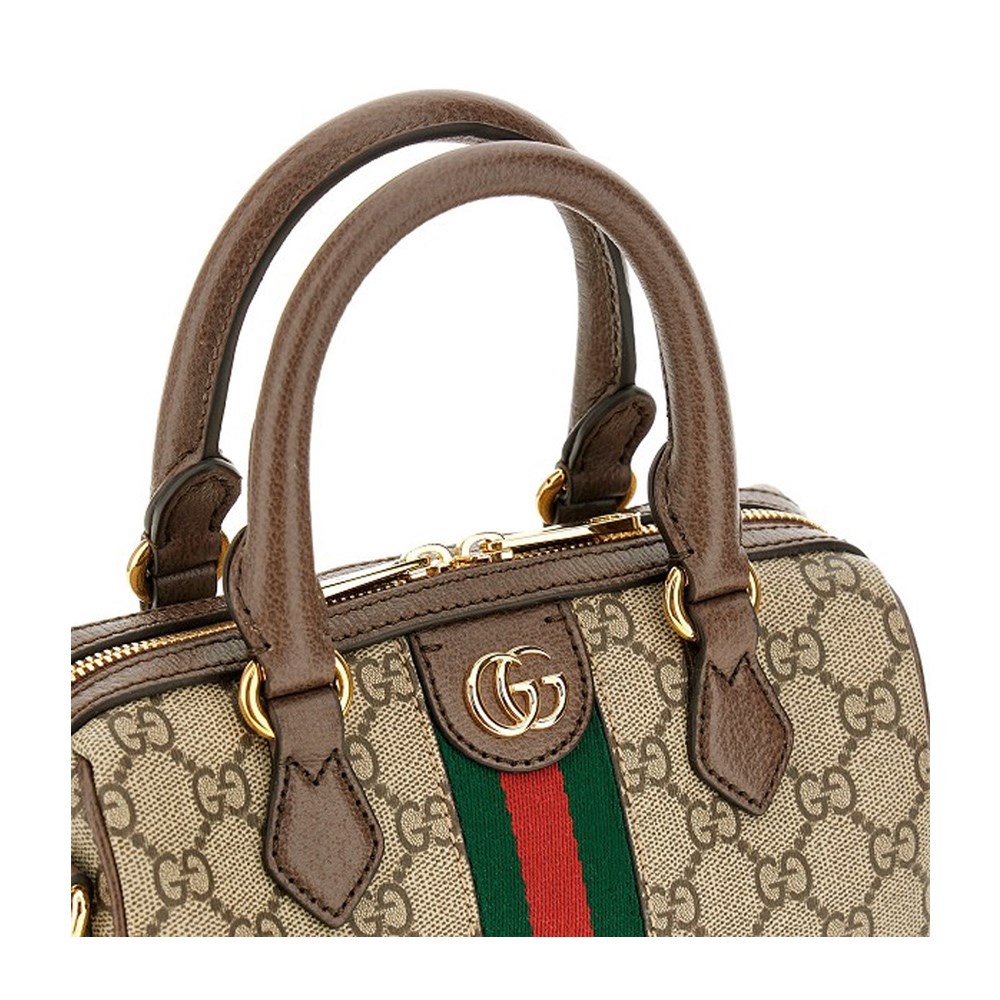 【GUCCI 古馳】772053 經典OPHIDIA迷你波士頓手提斜背兩用包-棕色