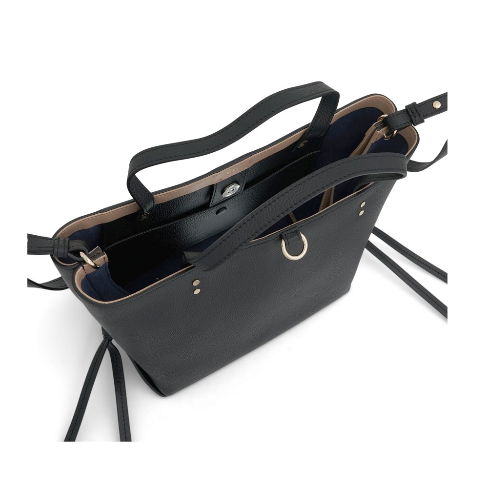 【Chloe’ 蔻依】CHC23SS119J32001 經典SENSE TOTE牛皮素色手提斜背小號托特包(黑色)
