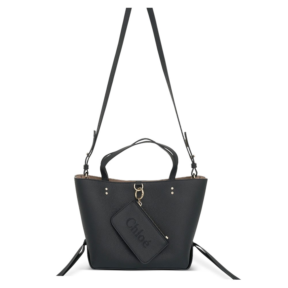 【Chloe’ 蔻依】CHC23SS119J32001 經典SENSE TOTE牛皮素色手提斜背小號托特包(黑色)