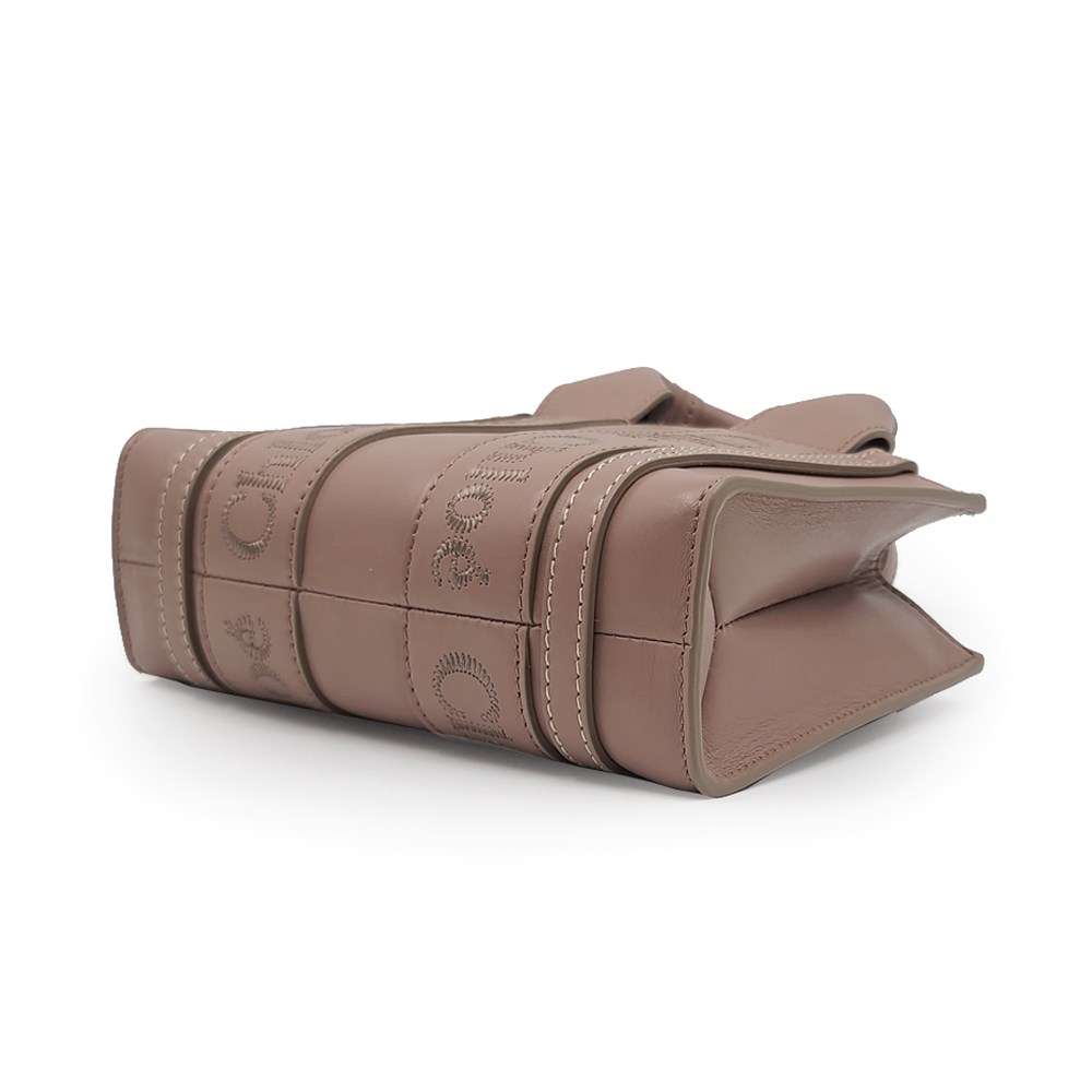 【Chloe’ 蔻依】CHC23UP237I60527 經典WOODY系列牛皮手提斜背MINI托特包(藕粉)
