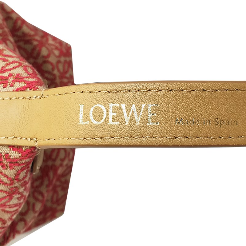【LOEWE 羅威】A906K75X06 新款Cubi Anagram緹花布面拚接小牛皮手提包(紅色)