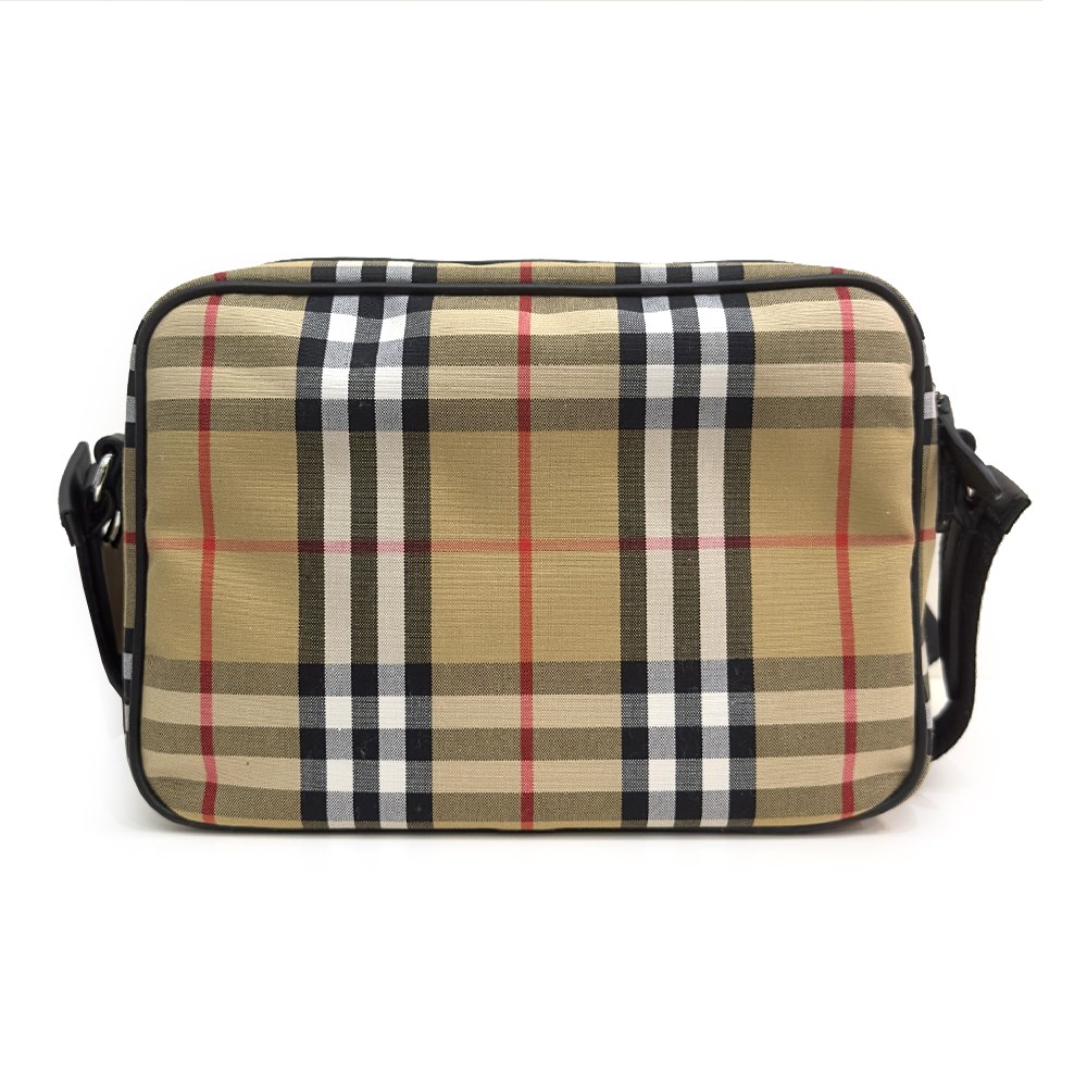 【BURBERRY 巴寶莉】80814601經典帆布格紋肩背相機包(卡其色)