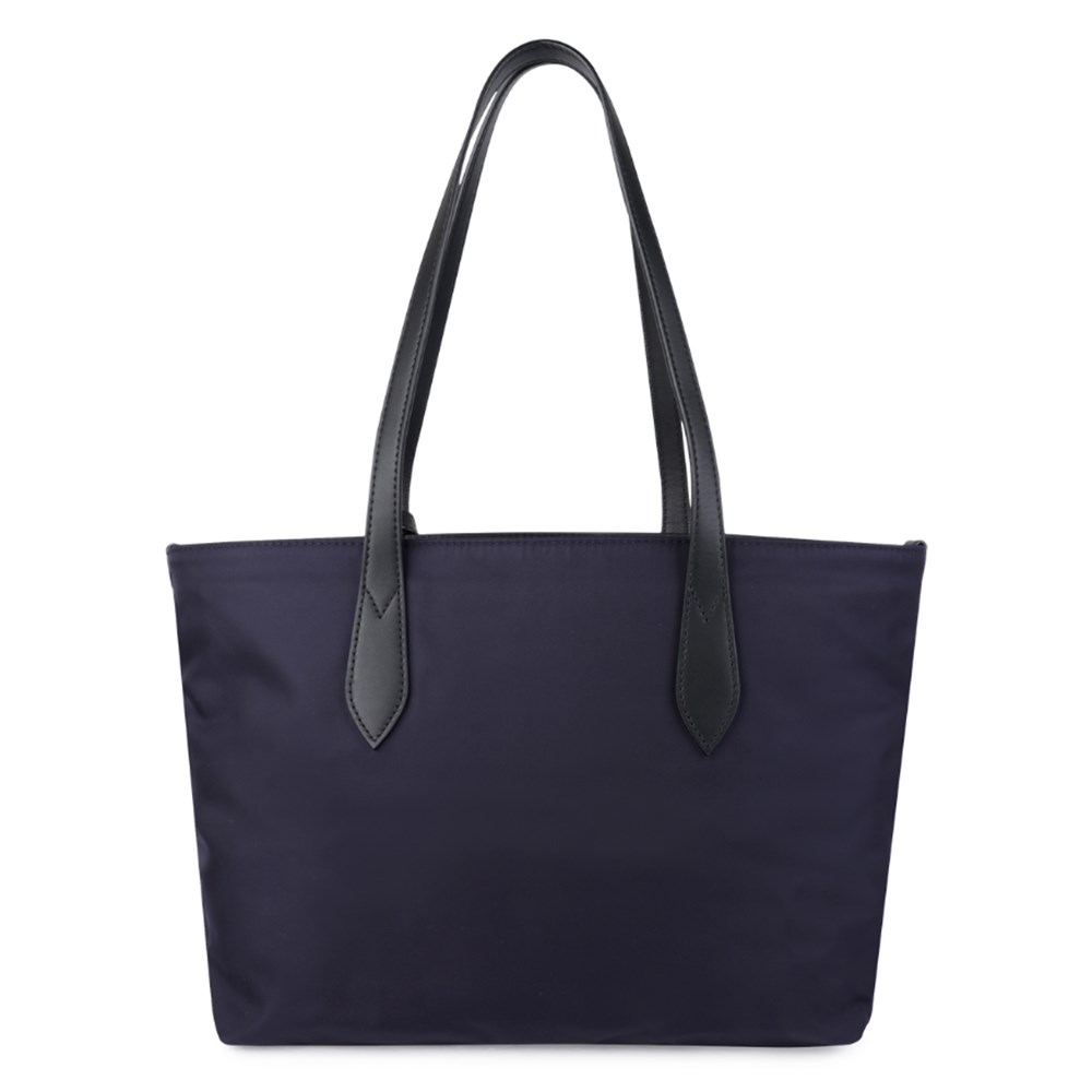 【BURBERRY 巴寶莉】80528581 經典燙印LOGO尼龍手提肩購物包托特包(深藍色)