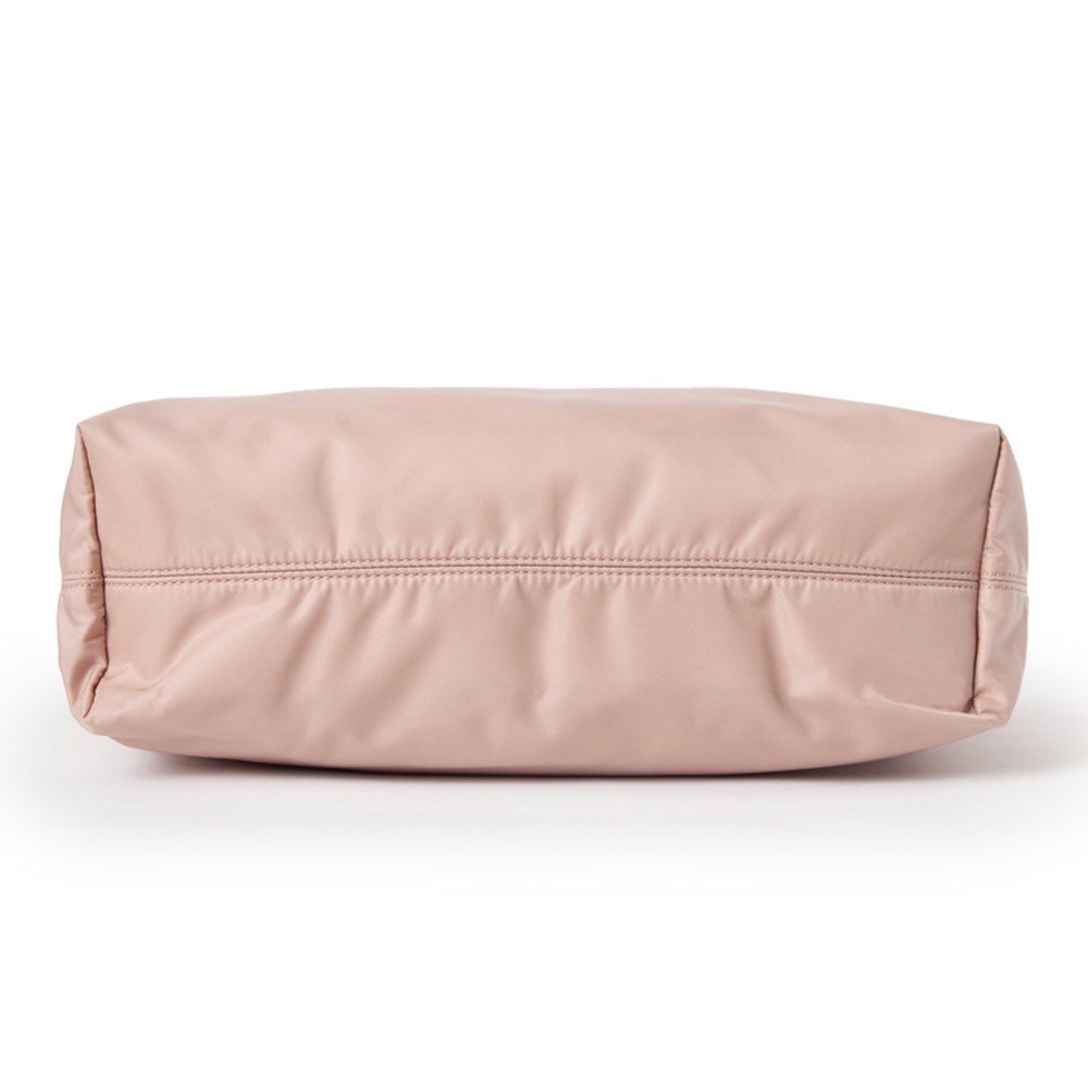 【BURBERRY 巴寶莉】80528631 經典燙印LOGO尼龍手提肩購物包托特包(粉色)