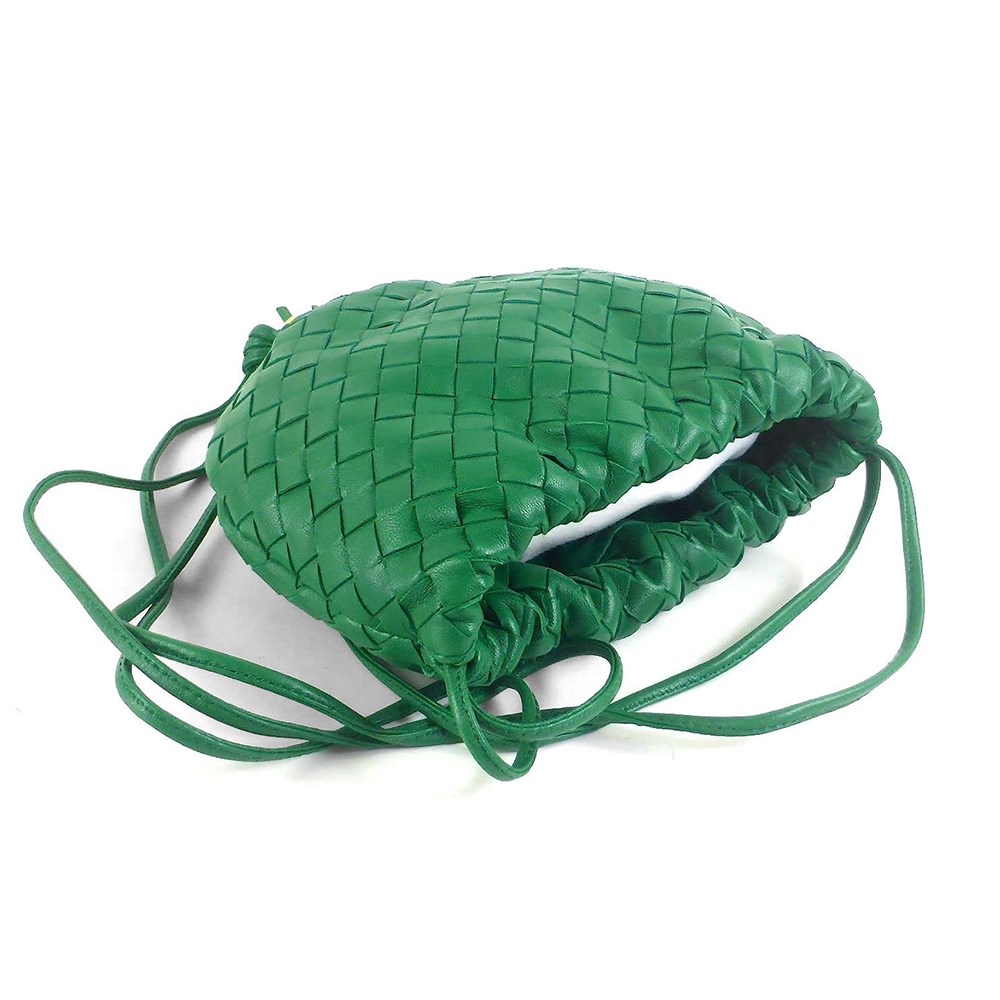 【BOTTEGA VENETA 寶緹嘉 】651905經典編織小羊皮The Mini Bulb系列迷你束繩斜背手提包(綠色)