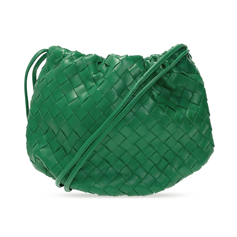 【BOTTEGA VENETA 寶緹嘉 】651905經典編織小羊皮The Mini Bulb系列迷你束繩斜背手提包(綠色)