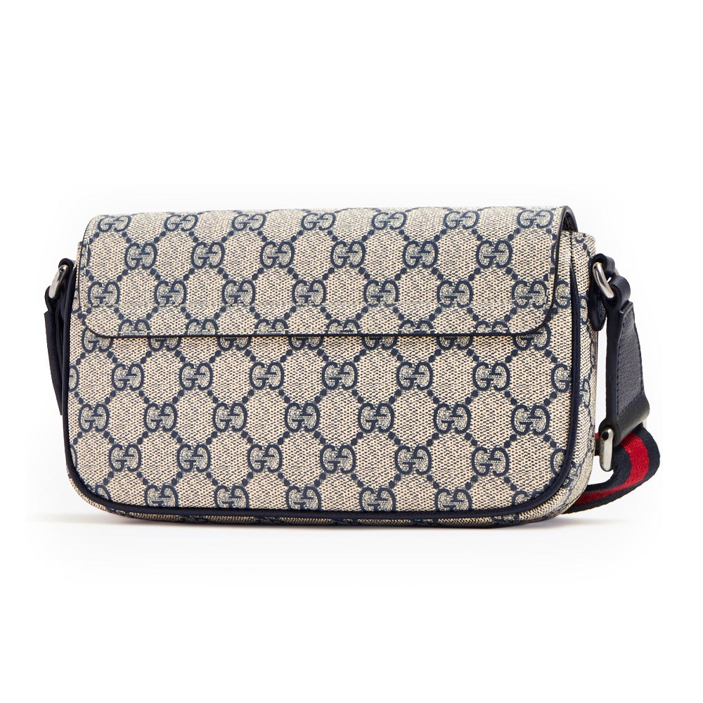 【GUCCI 】764961 經典ophidia系列GG supreme帆布迷你翻蓋肩背/斜背包(藍黑色)