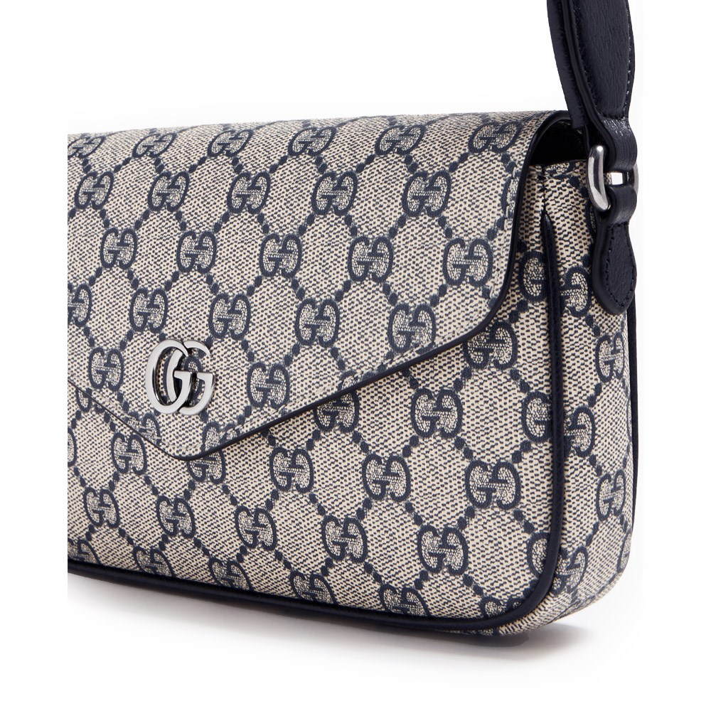 【GUCCI 】764961 經典ophidia系列GG supreme帆布迷你翻蓋肩背/斜背包(藍黑色)