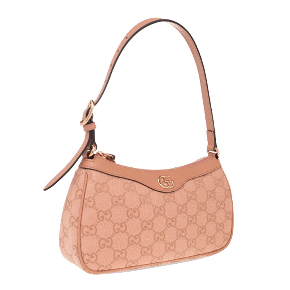 【GUCCI 古馳】735145 新款Ophidia經典GG Supreme帆布輕巧手提/肩背腋下包 (粉色)