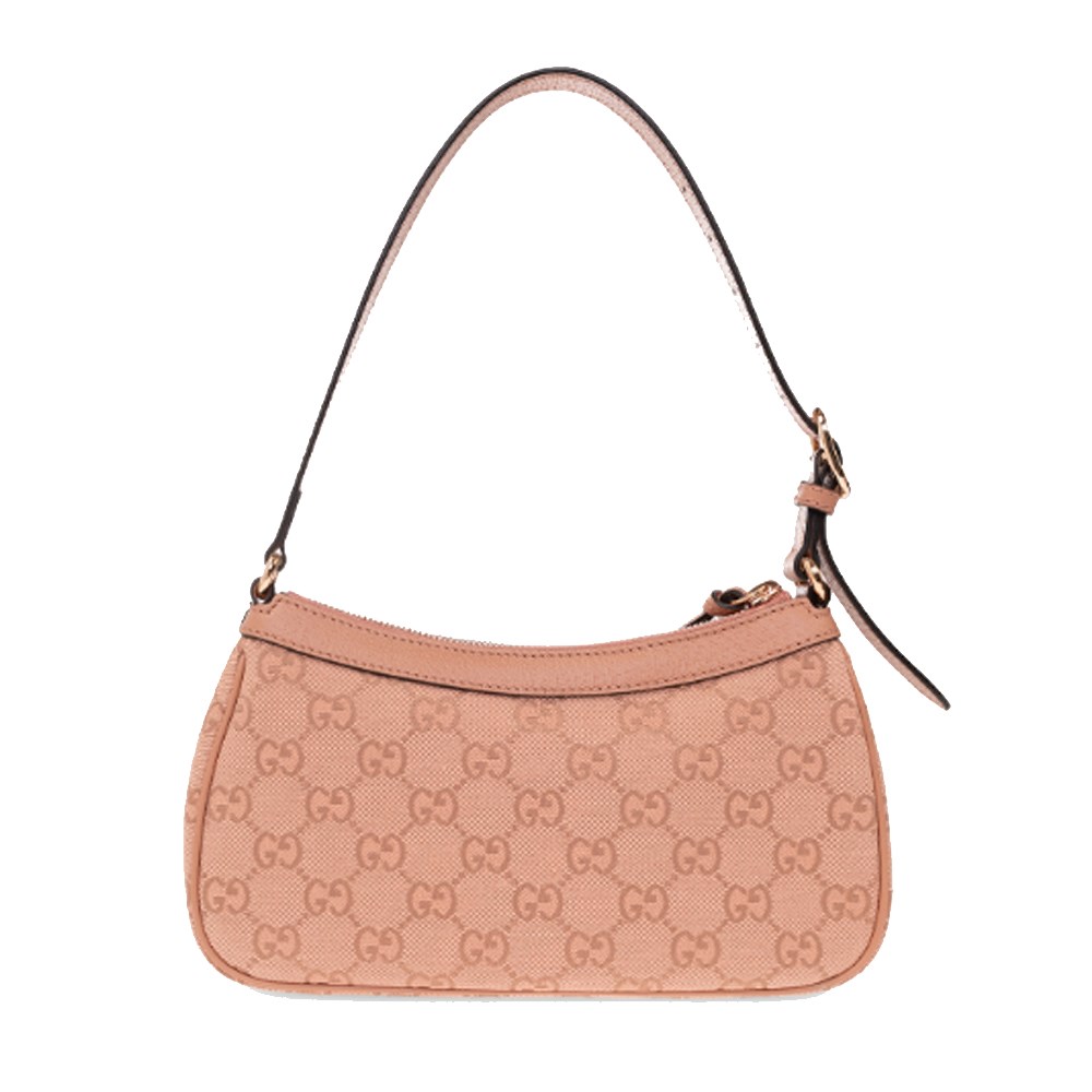 【GUCCI 古馳】735145 新款Ophidia經典GG Supreme帆布輕巧手提/肩背腋下包 (粉色)
