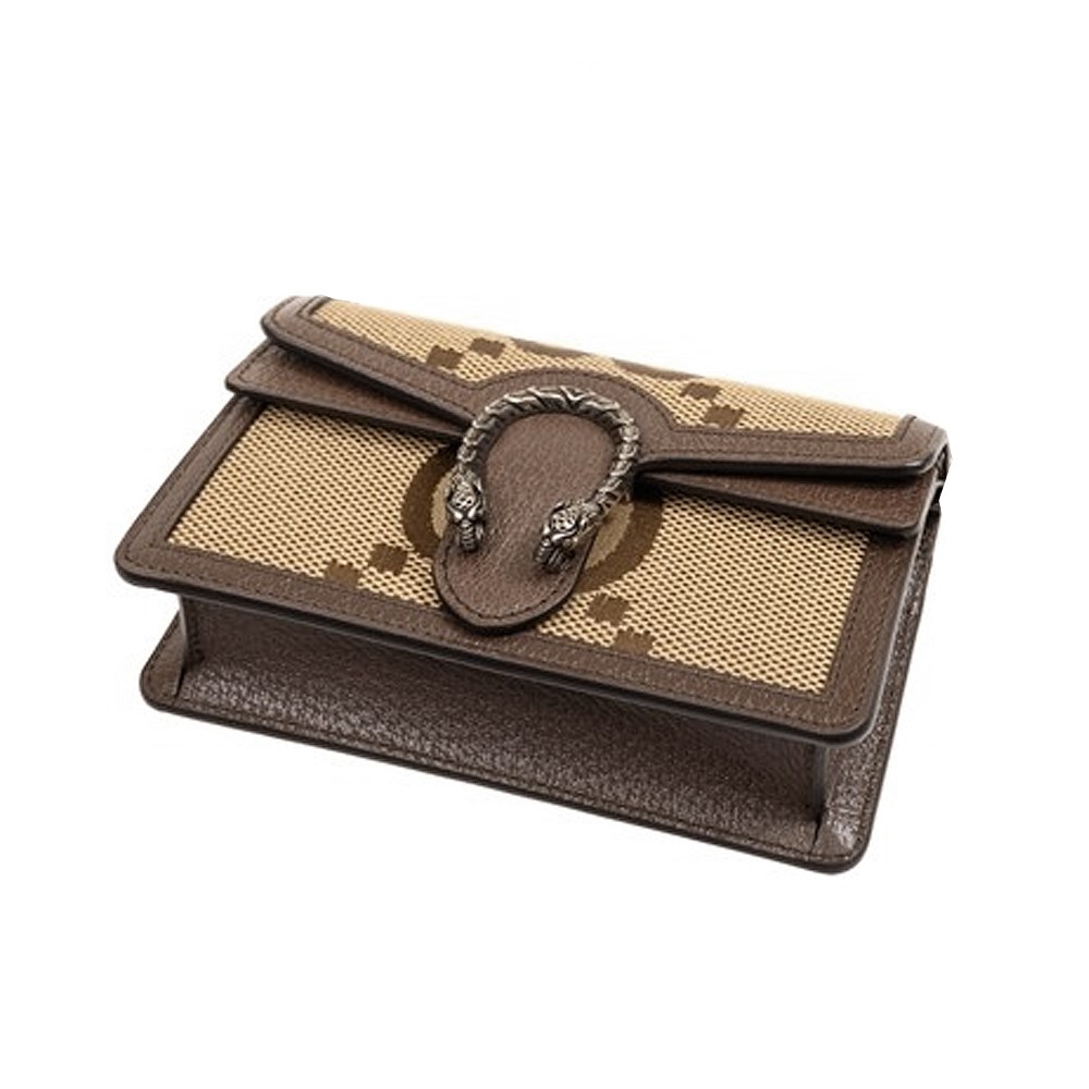 【GUCCI 古馳】476432 經典Dionysus系列GG Jumbo帆布迷你酒神斜背包(棕色)