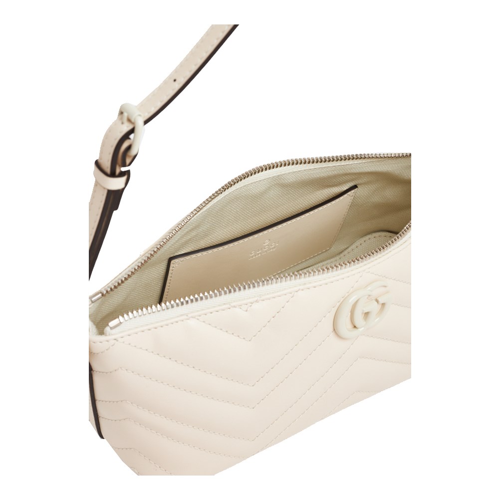 【GUCCI 古馳】 739166 經典Marmont系列絎縫牛皮手提肩背包腋下包(白色)