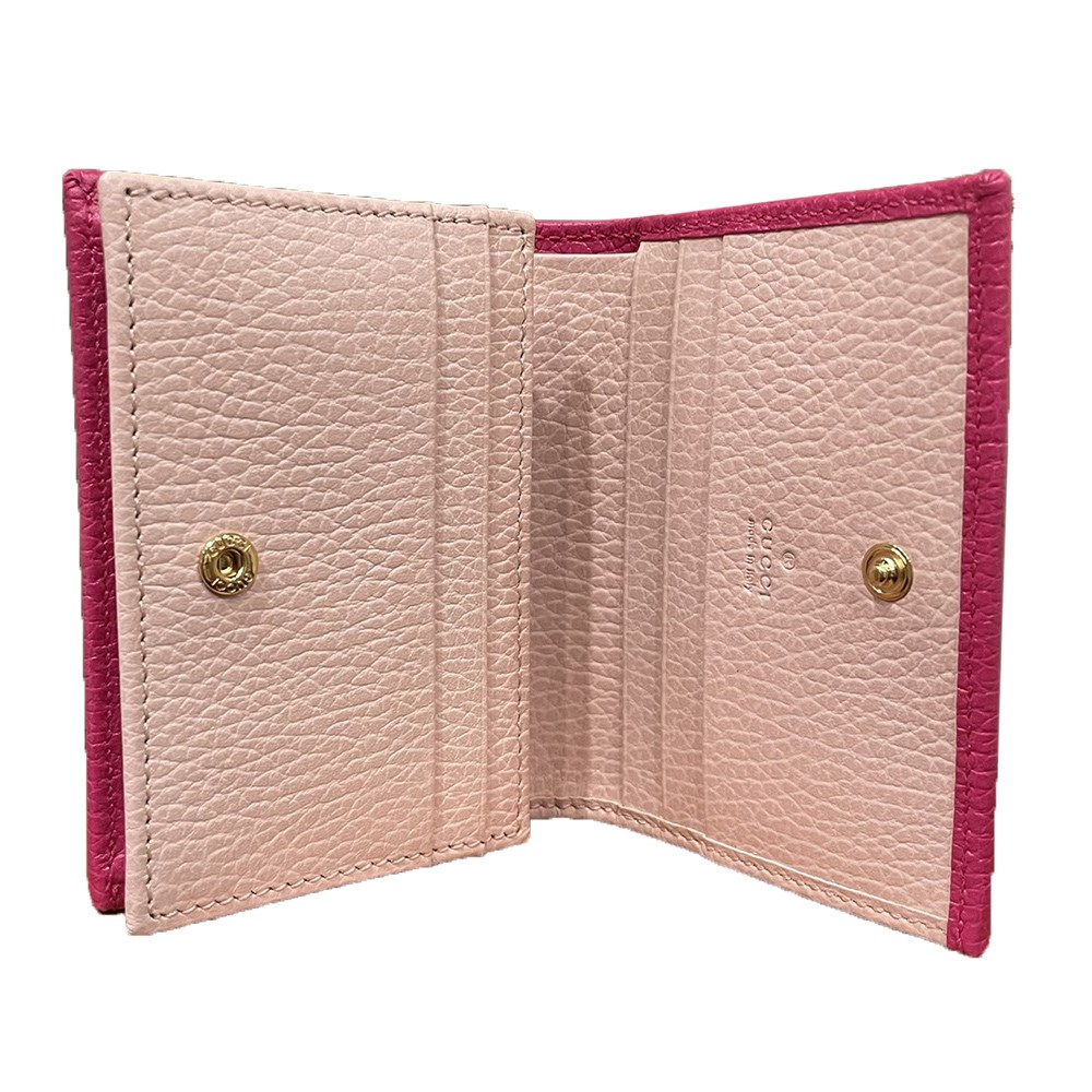 【GUCCI 】456126 經典金屬雙G LOGO荔枝紋牛皮暗釦萬用信用卡/短夾