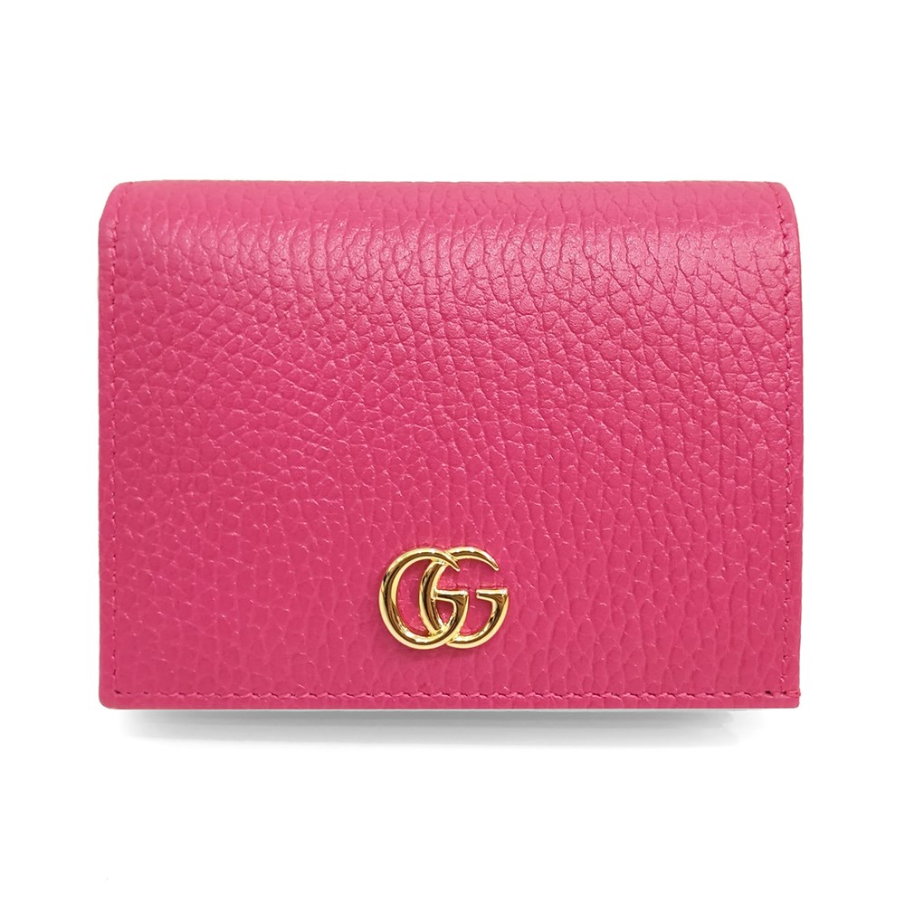 【GUCCI 】456126 經典金屬雙G LOGO荔枝紋牛皮暗釦萬用信用卡/短夾