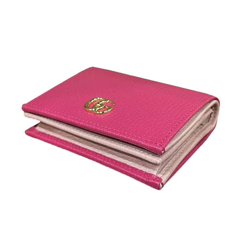 【GUCCI 】456126 經典金屬雙G LOGO荔枝紋牛皮暗釦萬用信用卡/短夾