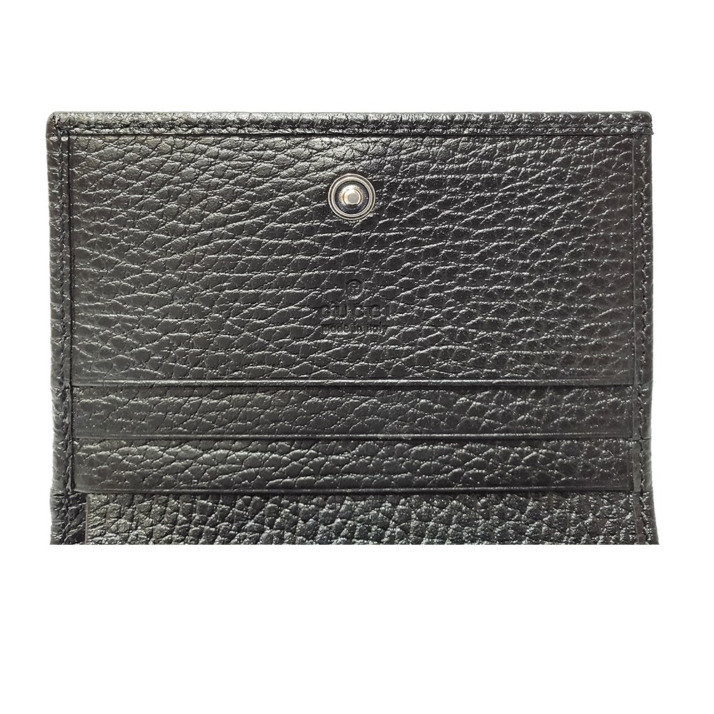 【GUCCI 】456126 經典金屬雙G LOGO荔枝紋牛皮暗釦萬用信用卡/短夾 -複製