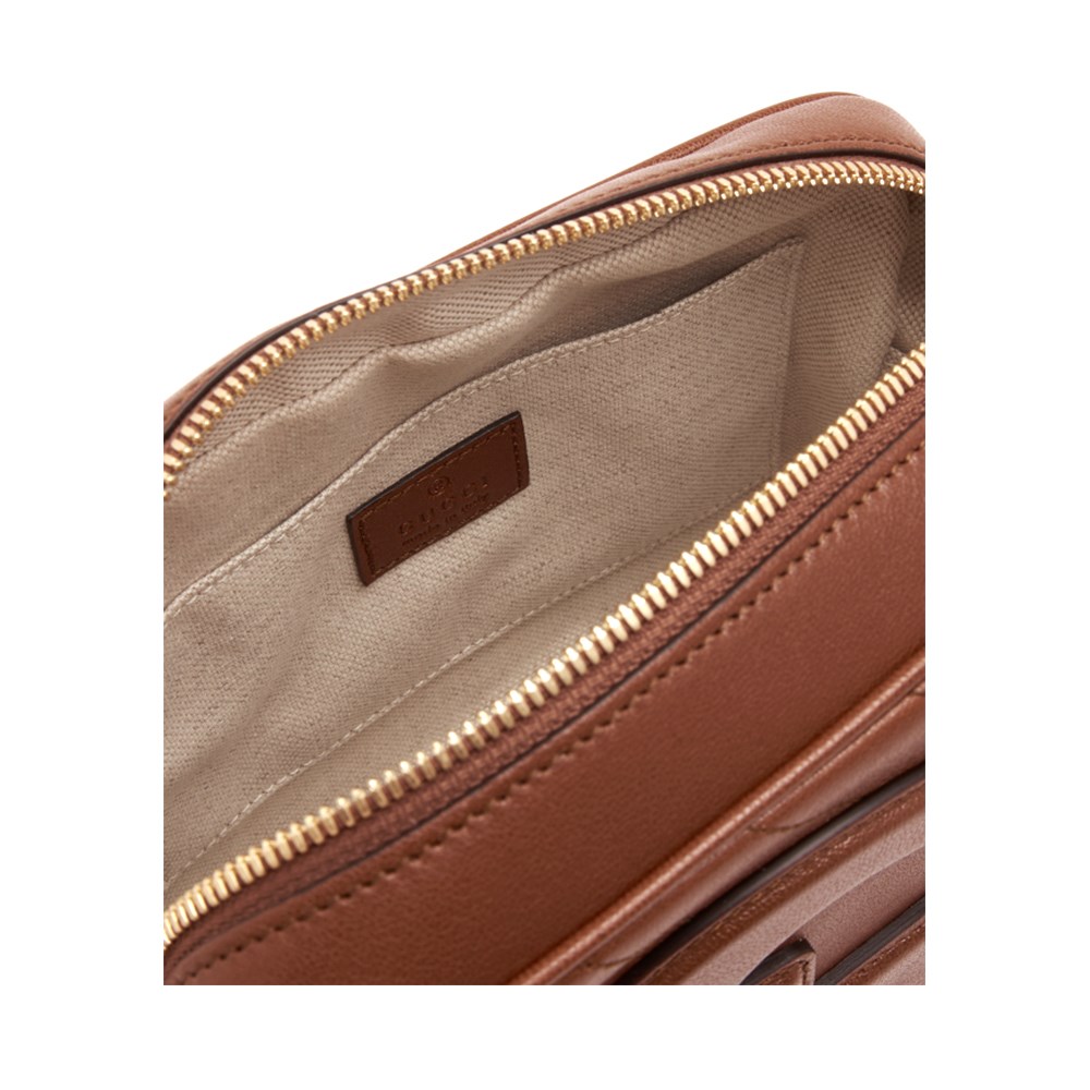 【GUCCI 古馳】742360 新款BLONDIE流蘇吊飾相機包斜背包(棕色)