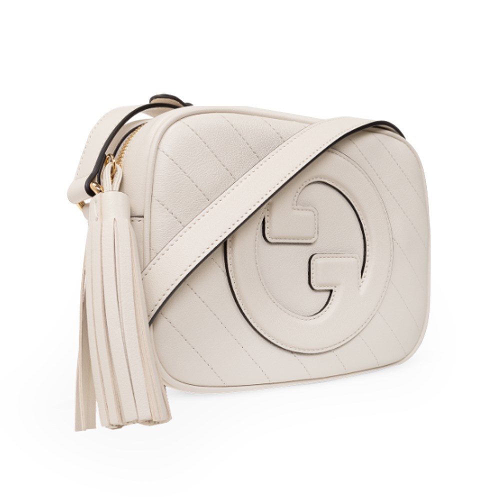 【GUCCI 古馳】742360 新款BLONDIE流蘇吊飾相機包斜背包(白色)