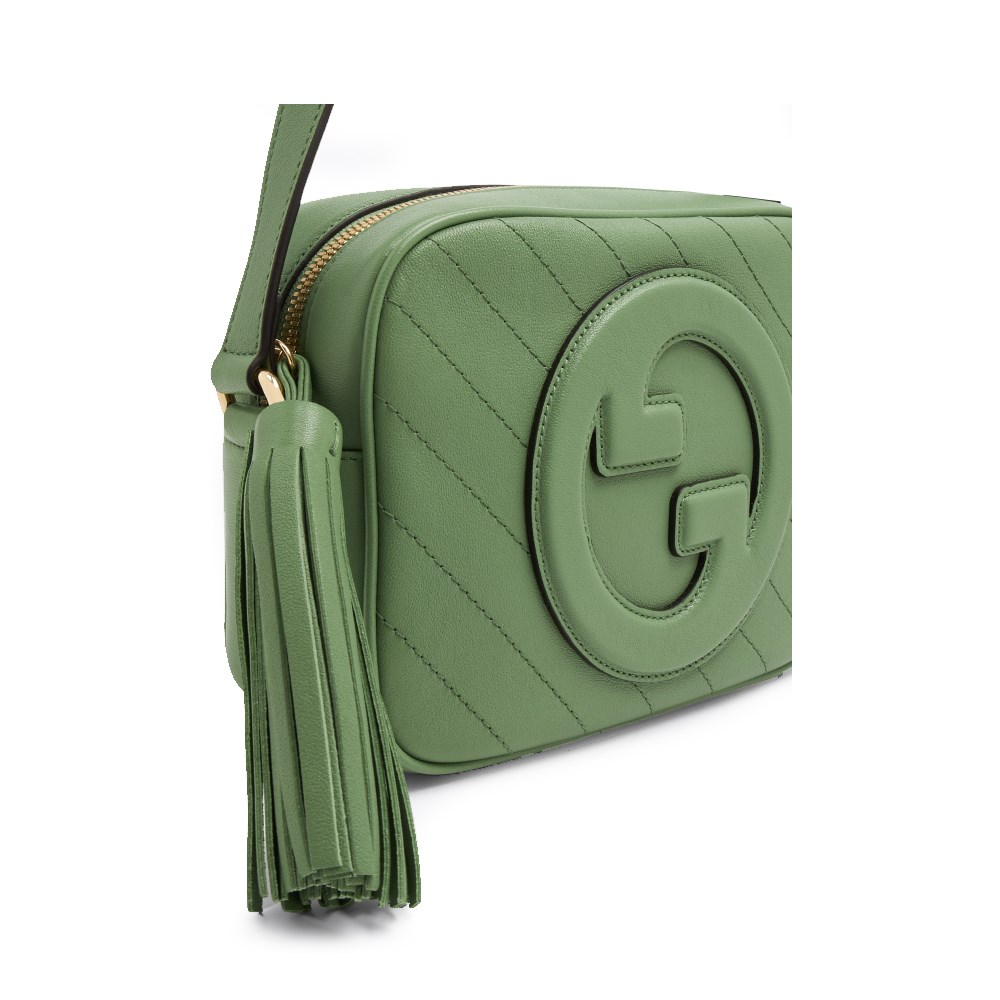 【GUCCI 古馳】742360 新款BLONDIE流蘇吊飾相機包斜背包(綠色)