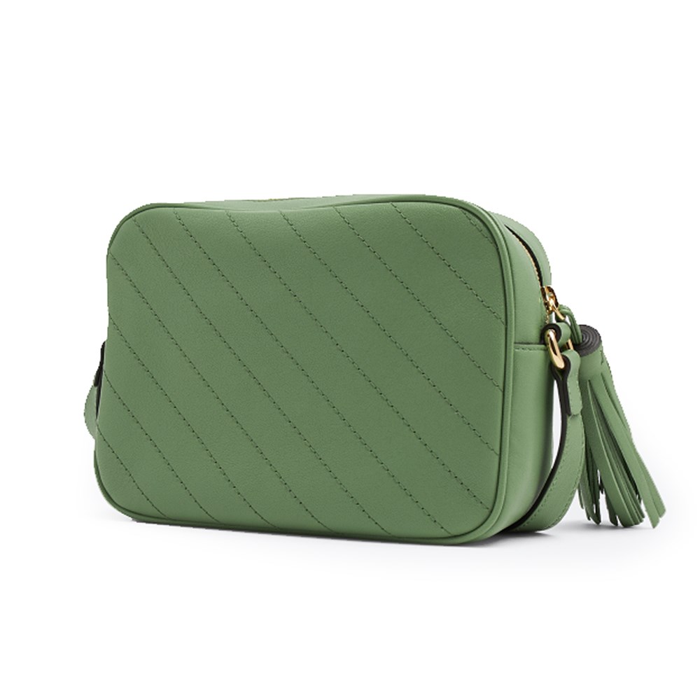 【GUCCI 古馳】742360 新款BLONDIE流蘇吊飾相機包斜背包(綠色)