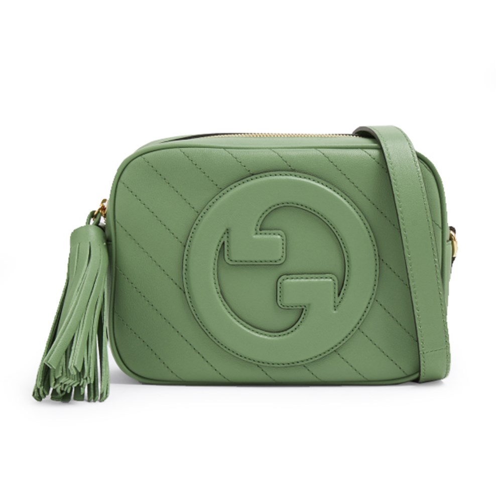 【GUCCI 古馳】742360 新款BLONDIE流蘇吊飾相機包斜背包(綠色)