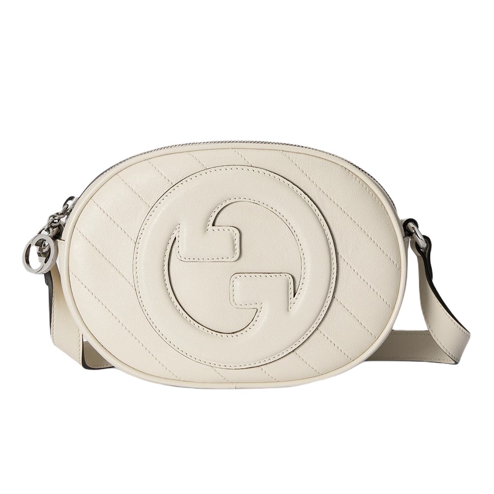 【GUCCI 古馳】760175 新款BLONDIE橢圓款肩背斜背相機包(白色)