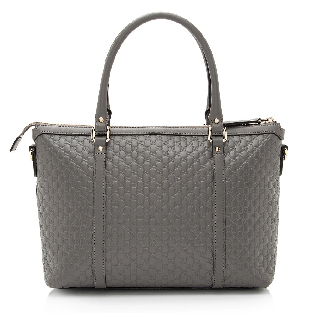 【GUCCI 古馳】449656 經典Guccissima壓紋皮革手提斜背兩用托特包(灰色)