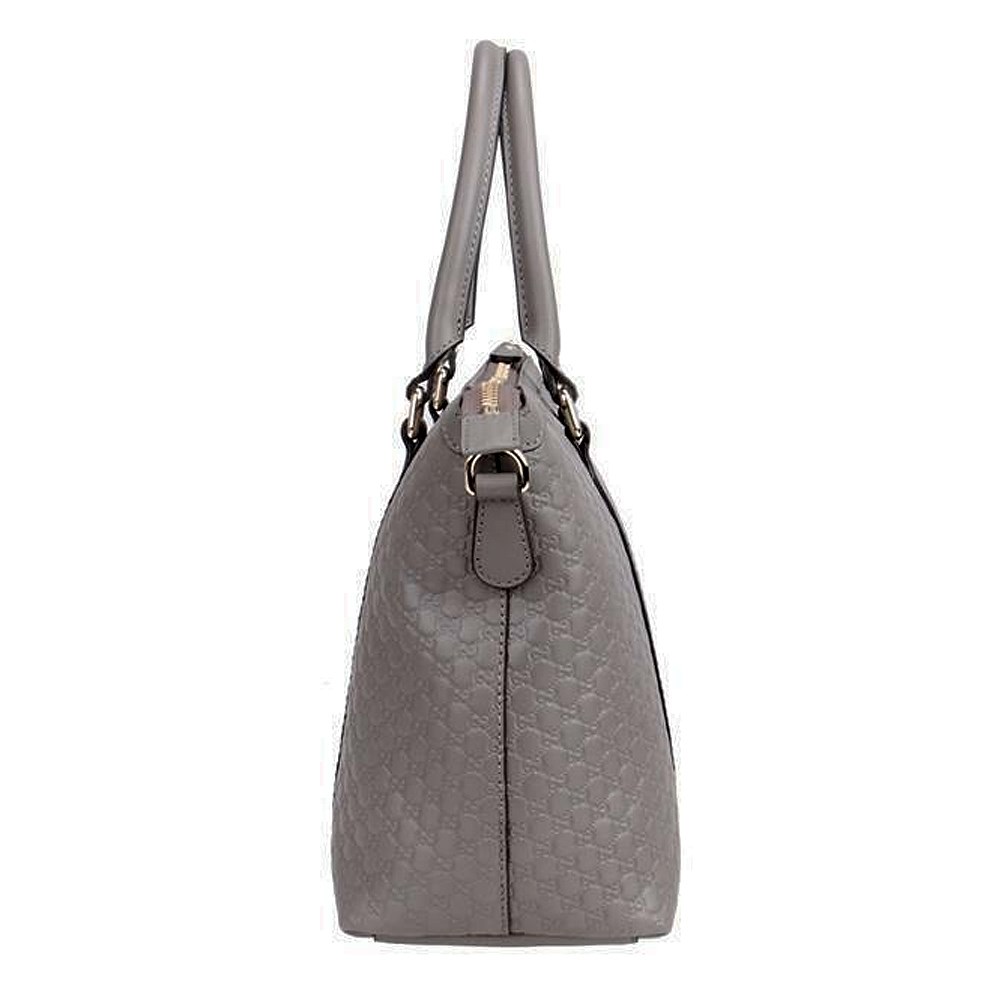 【GUCCI 古馳】449656 經典Guccissima壓紋皮革手提斜背兩用托特包(灰色)