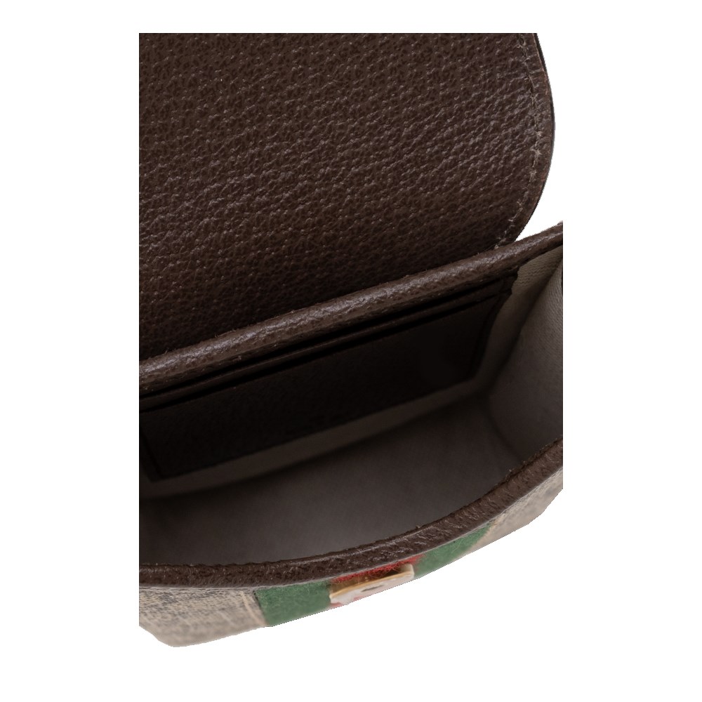【  GUCCI 古馳  】746307 經典Ophidia系列雙色織帶復古LOGO迷你手機包斜背包(棕色)