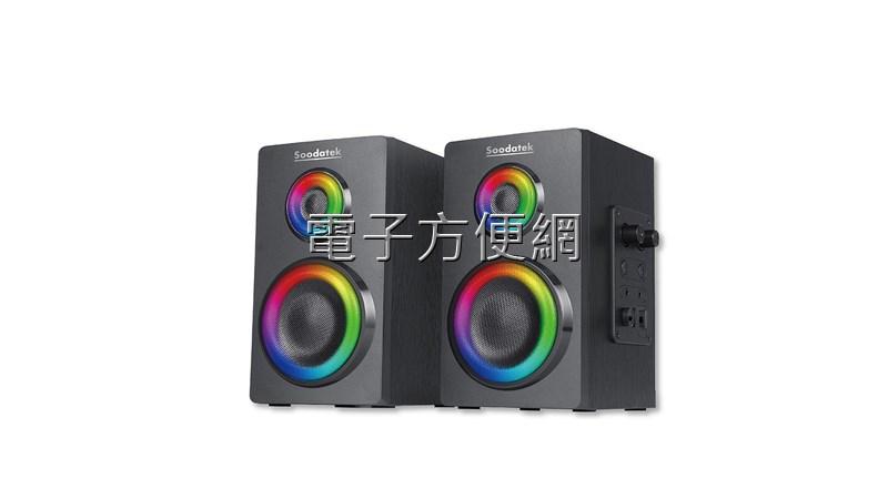Soodatek 2.0聲道炫彩LED多媒體藍芽喇叭 SS0520BT-DR11RBK