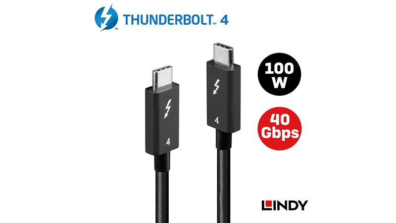 LINDY 林帝 被動式 THUNDERBOLT 4 INTEL 原廠認證傳輸線 1M 31120