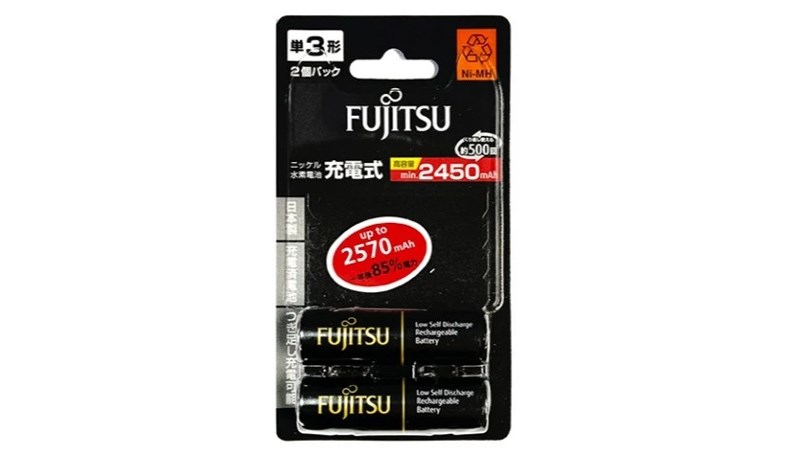 FUJITSU HR-3UTHC(２B) 2450mAH 3號低自放鎳氫充電電池 ２入 黑色