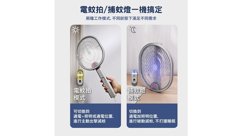 WONDER  Z型旋轉照明USB電蚊拍  WH-G16 USB 充電