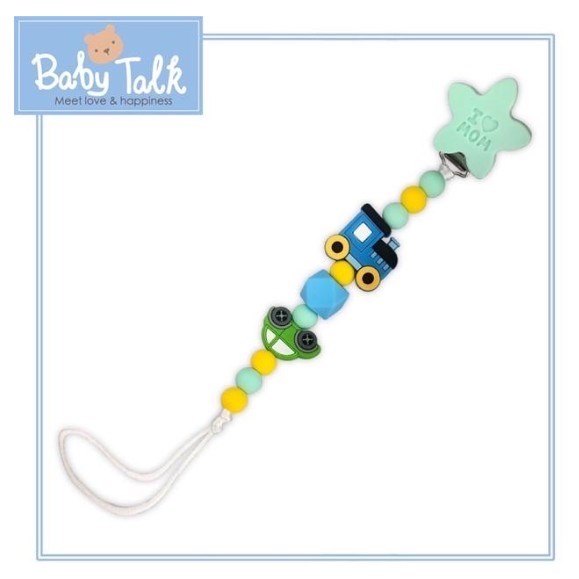 BABY TALK 防脫落矽膠奶嘴鏈小車車