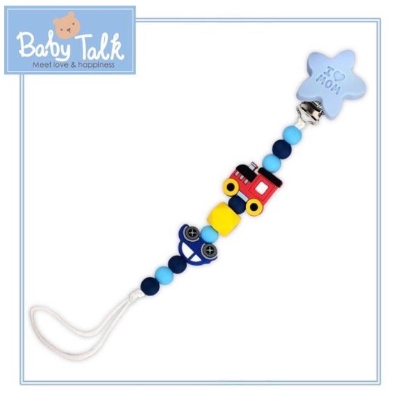 BABY TALK 防脫落矽膠奶嘴鏈小車車