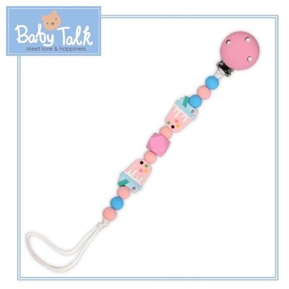 BABY TALK 防脫落矽膠奶嘴鏈小車車