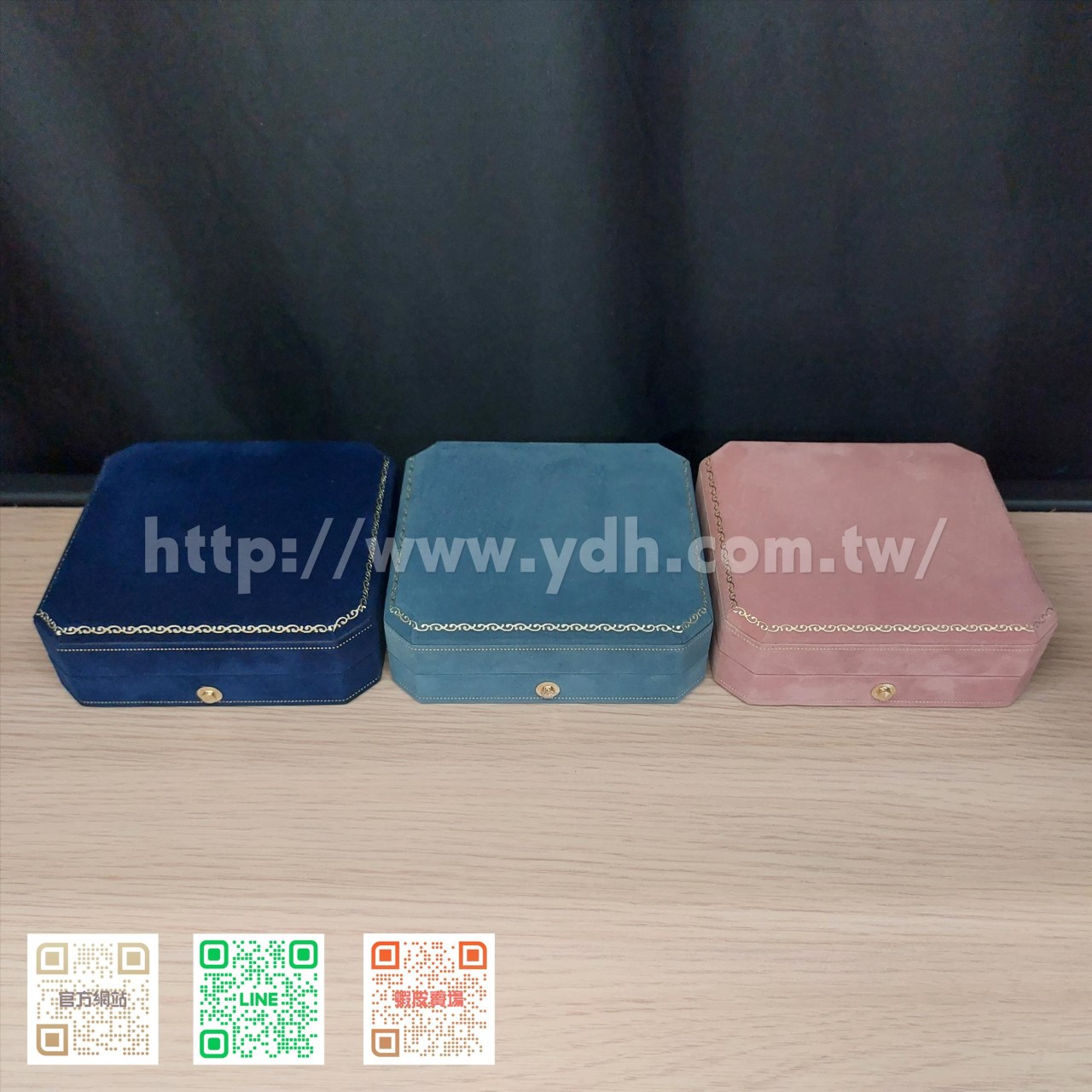 古典絨布八角金邊耳墜盒