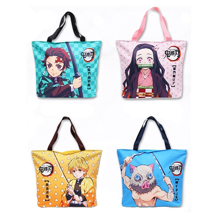 鬼滅之刃  (拉鍊)  橫式 帆布 大購物袋   4款    4713077262344  