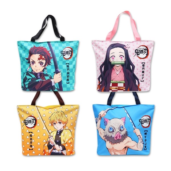 鬼滅之刃  (拉鍊)  橫式 帆布 大購物袋   4款    4713077262344  