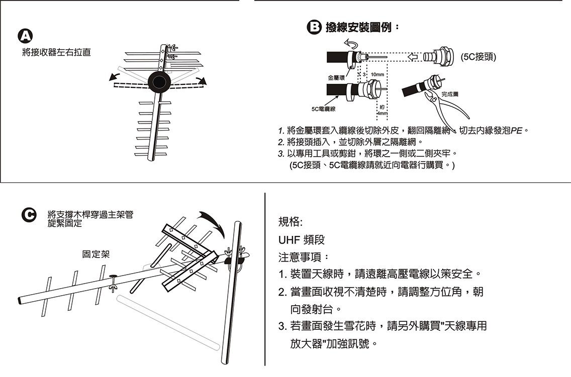UA-2  14節戶外數位電視天線(弱訊號區專用)